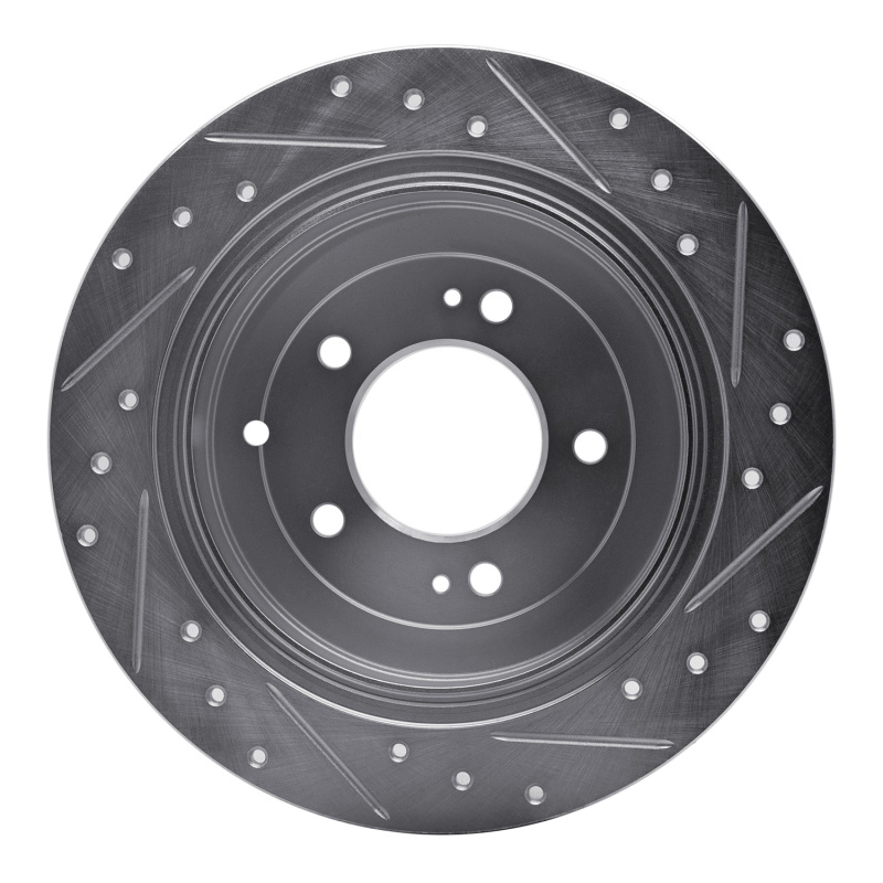 Hyundai TUCSON Brake Rotor (1) - Rear Left - R1 Concepts - Drilled & Slotted - Silver - `16-`22